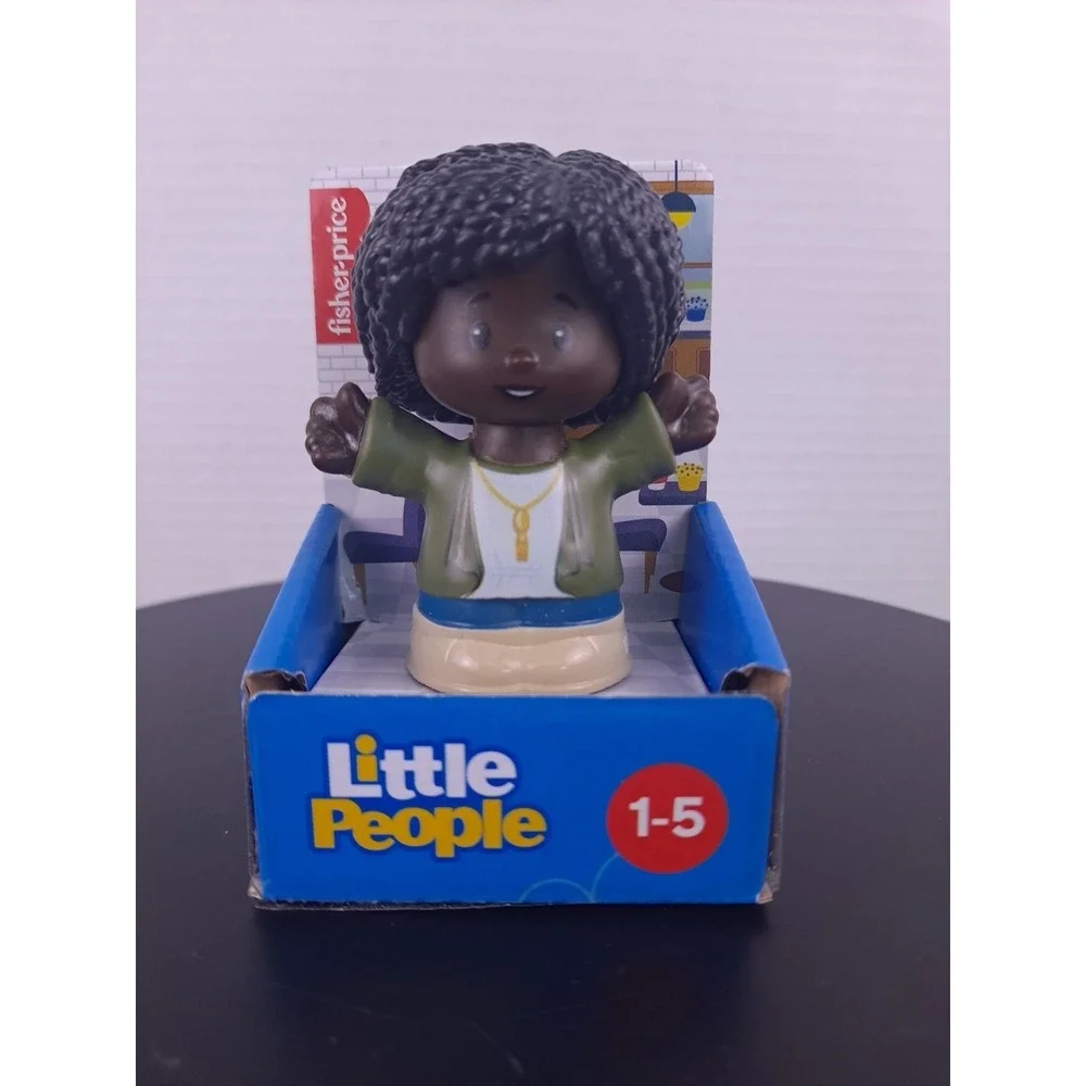 Fisher Price Little People African American Woman in Green Sweater Black Hair‎